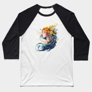 Zodiac Sign VIRGO - Watercolour Illustration of astrology Virgo Baseball T-Shirt